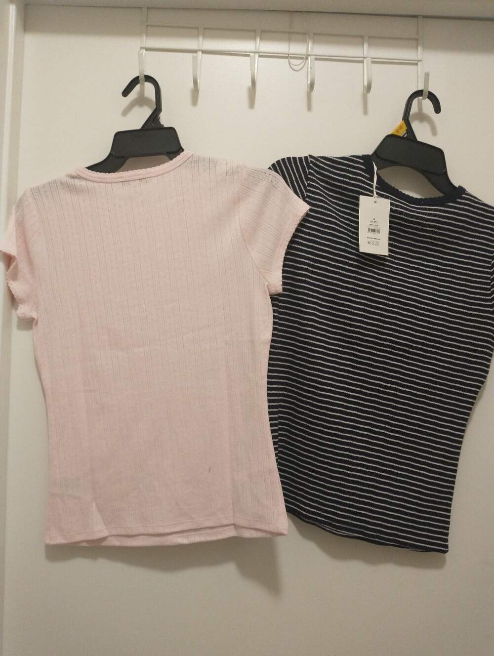 Free Assembly Women's Pointelle Mini Tee with Short Sleeves, Size M, Set Of 2
